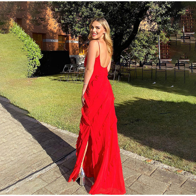 Elegant Ruffled Long Dress for Special Occasions