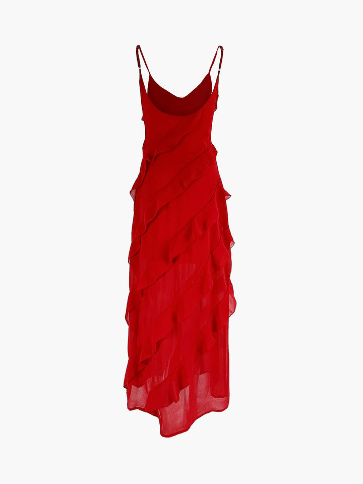 Elegant Ruffled Long Dress for Special Occasions