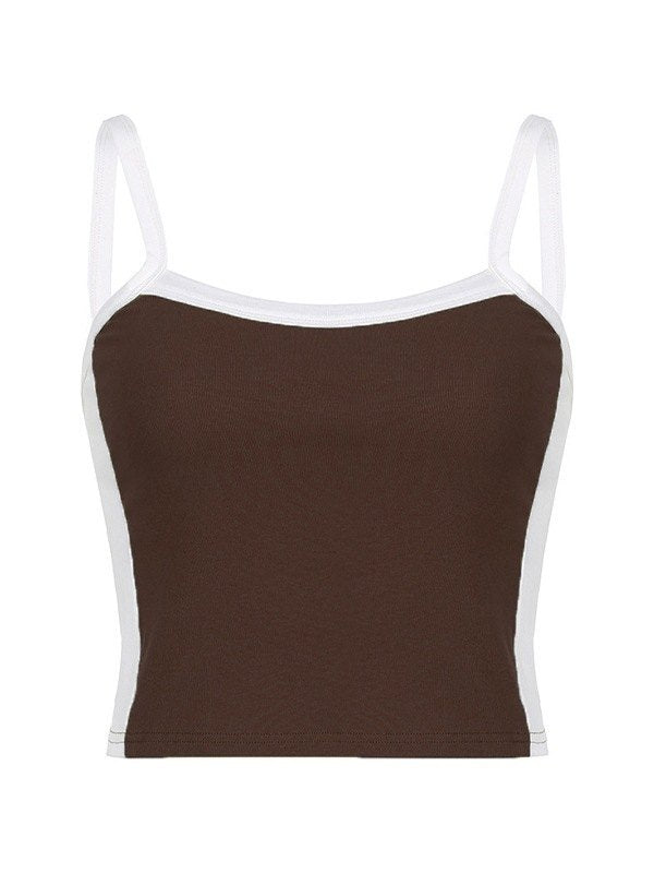 Vintage Contrast Stripe Crop Cami Top