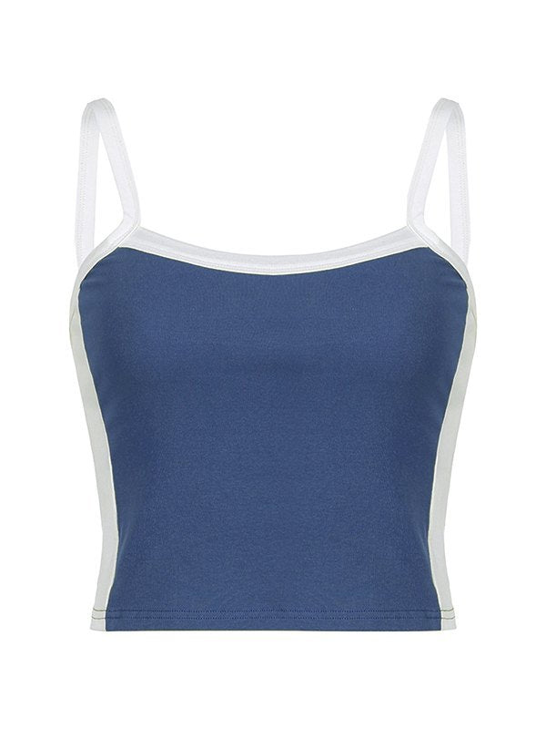 Vintage Contrast Stripe Crop Cami Top