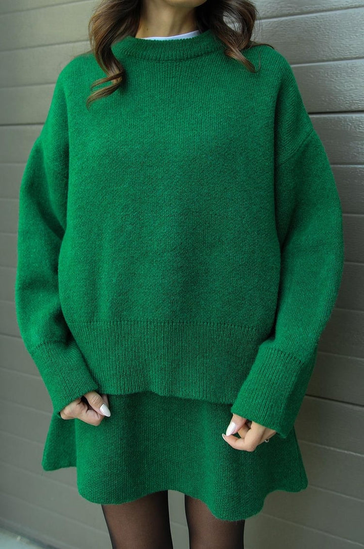 Elegant Sweater & Skirt Co-Ord Set - Two-Piece Knit Set